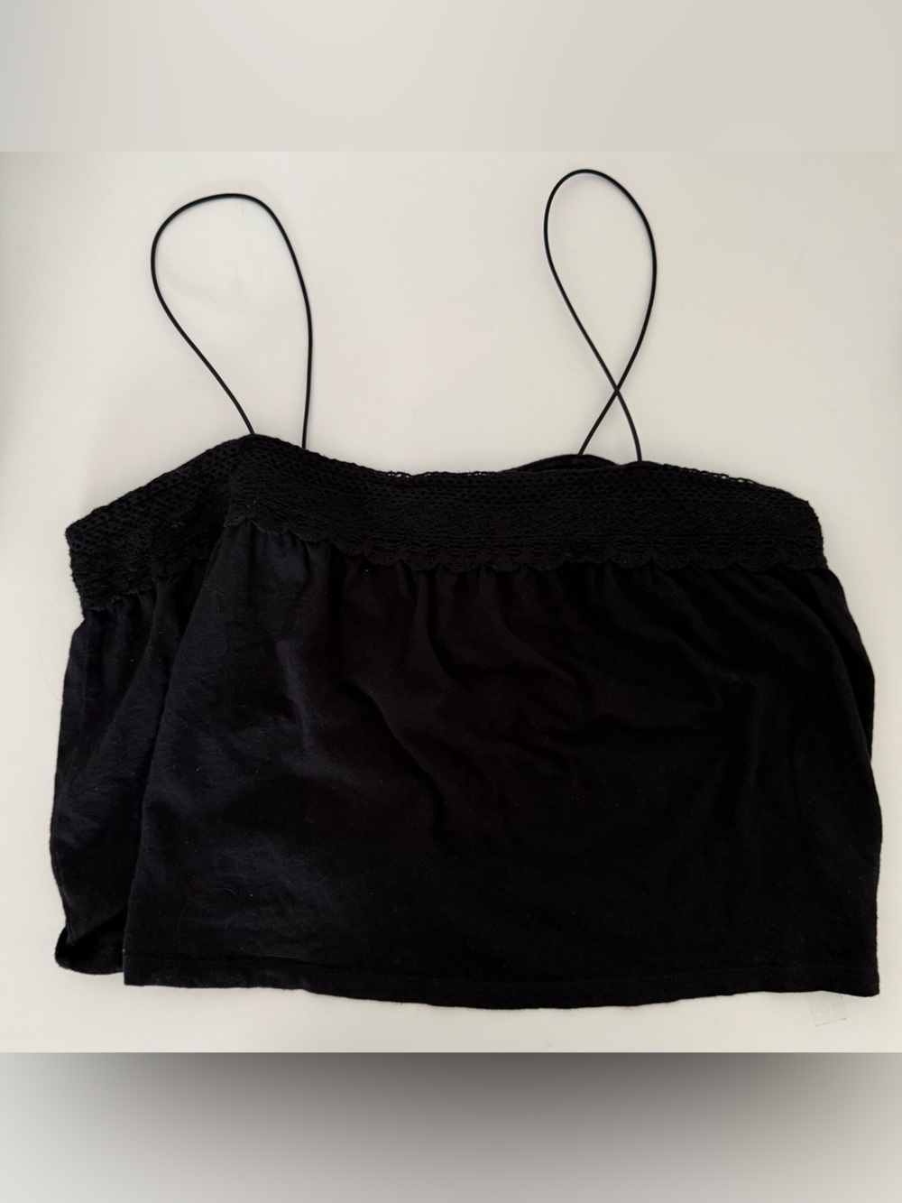 American Eagle Outfitters Black Lace-Edge Loose Tank Spaghetti Strap